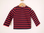 赤×ネイビーの長袖ボーダーTシャツ (90cm)