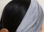 シルクコットンニットの二重巻きヘアバンド ○グレー　の画像