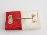 革のティッシュケース　/　ホワイト×レッド