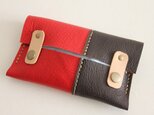 革のティッシュケース　/　レッド×ブラウン