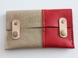 革のティッシュケース　/　ベージュ×レッド