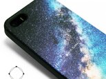 iphone5/iphone5s/iphoneSE用　レザーケースカバー（天の川×ブラック）夜空の画像
