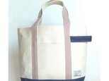 国産４号帆布×パラフィン加工帆布　トートBAG　ネイビーＭサイズの画像