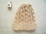 コットン帽子・なわ編みシンプル[オフホワイト]の画像