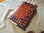 刻印,拭き染めブックカバー 単行本サイズ 牛革