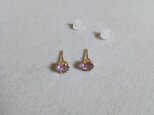 再販：宝石質ラベンダーアメシストファセットピアス（4ミリ）
