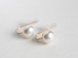 [14kgf]ボタン淡水パールのイヤリング [ノンホールピアス]