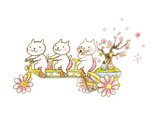 ねこさんポストカード　3月 4月（2枚セット）の画像