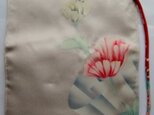 着物リメイク　　花柄の着物で作った和風財布　１１８４の画像