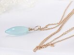 シーブルーカルセドニーデュードロップ・ロングネックレス