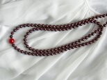 コットンパールロングネックレス☆ボルドー