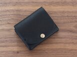 イタリア製牛革の二つ折り財布１ ／ ブラック※受注製作の画像