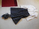 セール！みずたまの久留米絣のスカート（みずたまの大きさ1.5ｃｍ）の画像