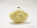 ビーズ編みがま口【レモンミルク】