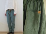 ブルーグリーン 手染めリネン ゆるりパンツの画像
