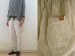 Мsize ミルキーホワイト 極厚リネン ゆるりパンツの画像