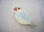 シルバー文鳥　ブローチ（陶器）の画像