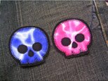 ★アップリケ★スカルワッペン青赤★骸骨★rb5.5-2枚