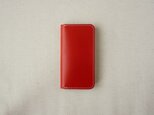 牛革 iPhone SE/5/5sカバー ヌメ革 レザーケース 手帳型 レッドカラーの画像