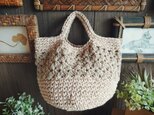 麻ひもとリネン＆コットンの小さなbag《ダスティピンク》の画像