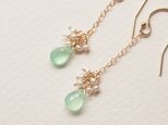 【一点物】クリソプレーズと淡水パールのピアス／イヤリングの画像