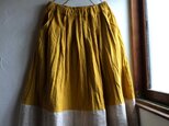 ゆらゆらギャザースカート サフランイエロー×リネン