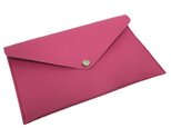 本革 リアルシュリンクレザー 牛革 フラットポーチ 通帳、パスポートなどの収納に。フューシャピンク