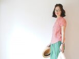 JAPAN Linen gingham check shirt LADY'S REDの画像