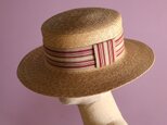 広つばの麦わらカンカン帽 Fred Stripe フレッドストライプの画像