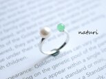 【pianeta】sv925 pearl × jade ringの画像