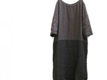 リネンワンピース＊こげ茶×黒＊Lサイズ