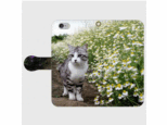 ニャン吉手帳型スマホケース【カモミール】＊受注製作＊iPhone Galaxy Xperia ARROWS AQUOSの画像