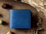藍染革×焦げ茶革　二つ折り財布の画像