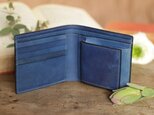 藍染革　二つ折り財布の画像
