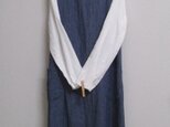 リネンの春夏ジャンパースカート　紺の画像