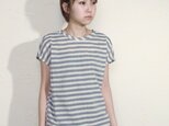 t.f.t.r.tops/ border linen cotton/ gray×kinariの画像