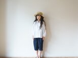 Linen button gather blouse 長袖 100の画像