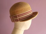 小つばの麦わらキャップ Gigi Stripe ジジストライプの画像