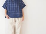 Linen check blouse LADY'S NAVYの画像