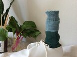 手編みの靴下  モスグリーン  水色の画像