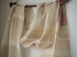 「Yさまご依頼品」手織りリネンシルクストール・・ベージュストライプ