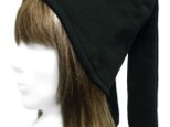 シンプルうさ耳帽子◆コットンニット/黒の画像