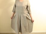 リネンタックスカートワンピース　グレージュ