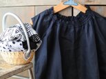 ギャザーネックリネンワンピース　ブラック　試作品