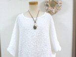 最終一点のみシュリンクレースサークル刺繍xホワイトリネン生地後ろ下がりチュニックフリーの画像