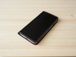 牛革 iPhone6/6sカバー ヌメ革 レザーケース 手帳型 ブラックカラーの画像