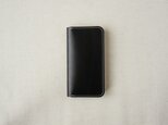 牛革 iPhoneSE/5/5sカバー  ヌメ革  レザーケース  手帳型  ブラックカラーの画像