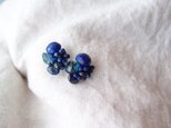 送料無料 青い石の刺繍ピアス … ロンドンブルートパーズ