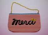 50%OFF!! メルシーポーチ 赤ボーダーの画像