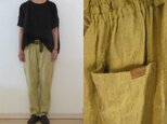 イエロー やわらかリネン ゆるりパンツの画像